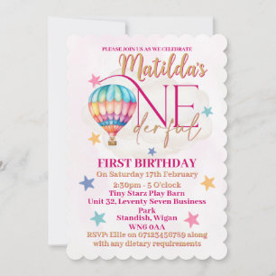Invitations d'ours dans un ballon à air chaud rose
