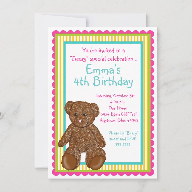 Invitations d'ours de nounours (Devant)