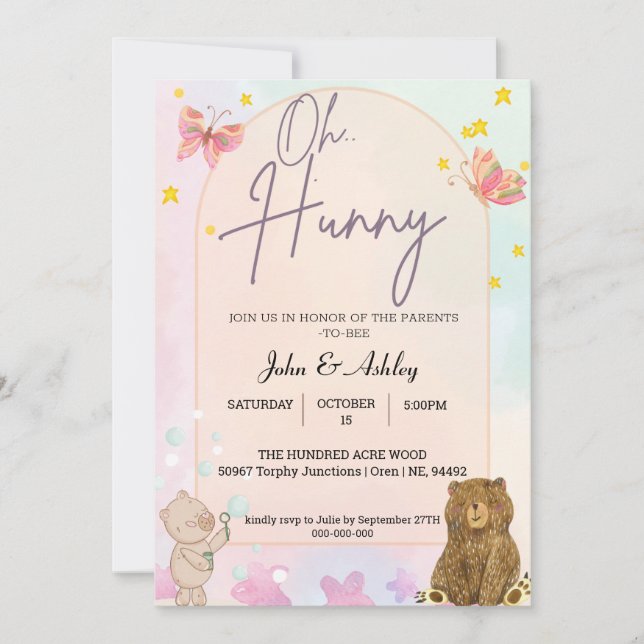 Invitations d'ours mignonnes (Devant)