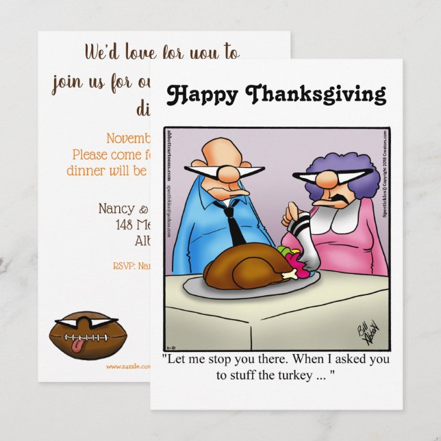 Invitations drôle d'Humour de Thanksgiving (Devant / Derrière)