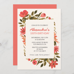 Invitations du 100e anniversaire Floral Boho Elega