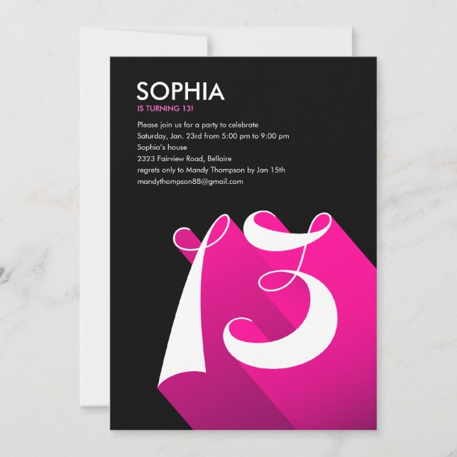 Invitations du 13e anniversaire de la Pop moderne (Devant)