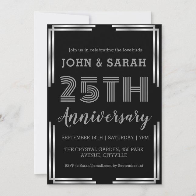 invitations du 25e anniversaire de mariage argent  (Devant)