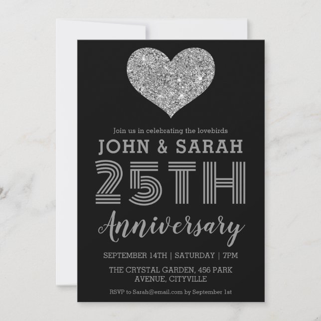 invitations du 25e anniversaire de mariage argent  (Devant)