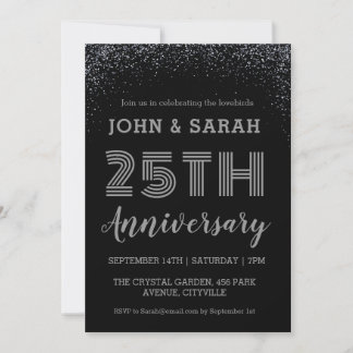 invitations du 25e anniversaire de mariage argent