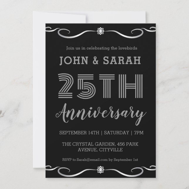 invitations du 25e anniversaire de mariage argent  (Devant)