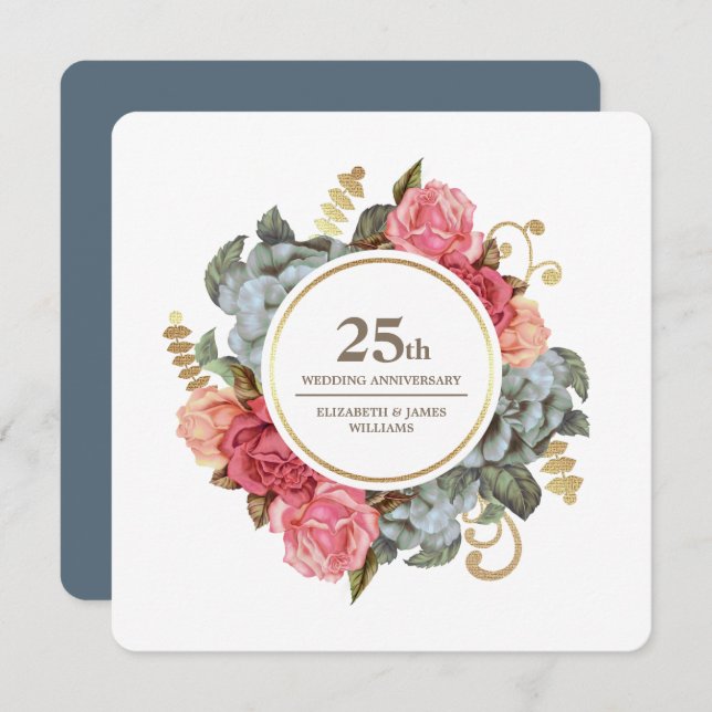Invitations du 25e anniversaire du Mariage (Devant / Derrière)