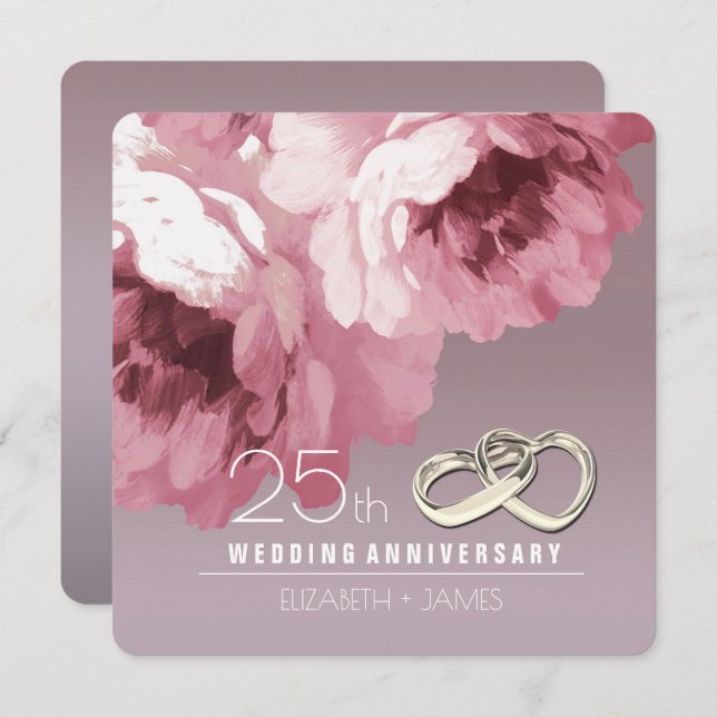 Invitations du 25e anniversaire du Mariage (Devant / Derrière)