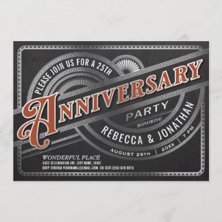 Invitations du 25e anniversaire du Mariage Retro F