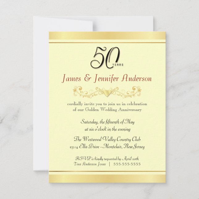 Invitations du 50e anniversaire du Mariage (Devant)