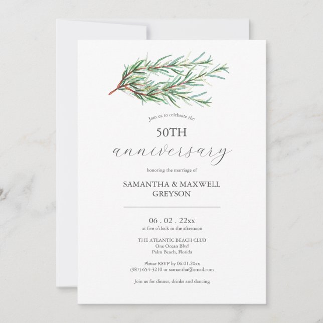 Invitations du 50e anniversaire du Mariage Botaniq (Devant)
