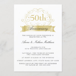 Invitations du 50e anniversaire du Mariage d'or