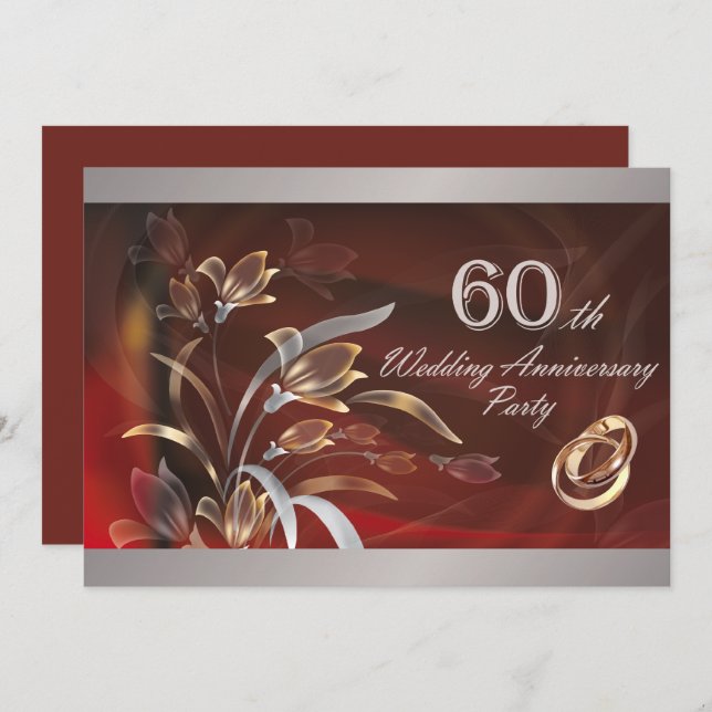 Invitations du 60e anniversaire du Mariage (Devant / Derrière)