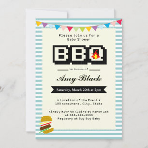 Invitations du Baby shower de barbecue Retro Cute 