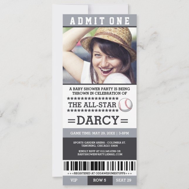 Invitations du Baby shower de base-ball gris et no (Devant)