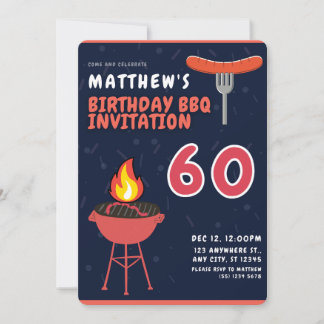 Invitations du barbecue de 60e anniversaire de Mat