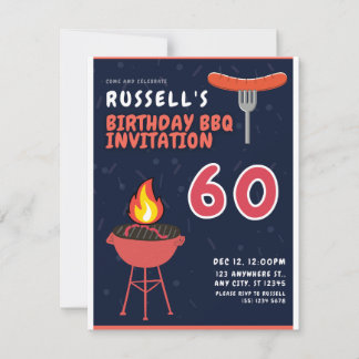 Invitations du barbecue de Russell pour le 60e ann