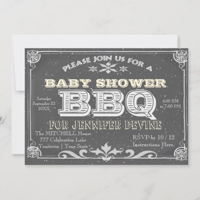 Invitations du barbecue du Baby shower du tableau  (Devant)