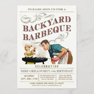 Invitations du barbecue jardin   Vintage classique