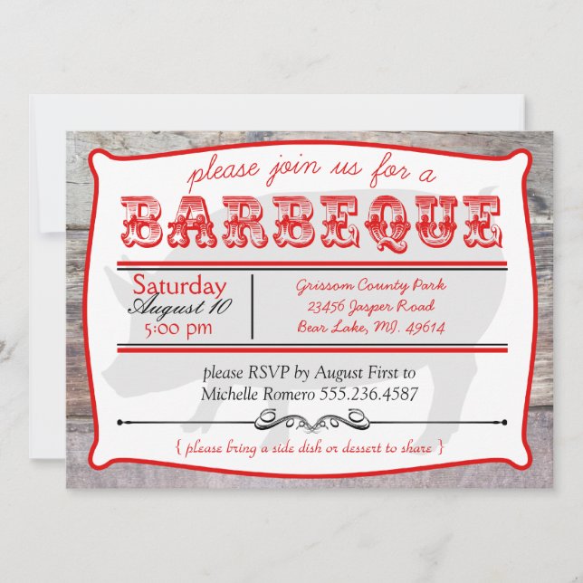 Invitations du BBQ Big Pig Barbeque Party (Devant)
