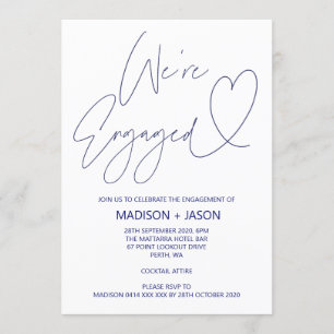 Invitations du Blue Heart Engagement Party de la m