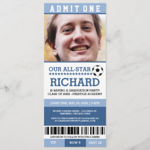 Invitations du Blue Soccer Graduation Party