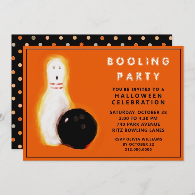 Invitations du Bowling Halloween (Devant / Derrière)