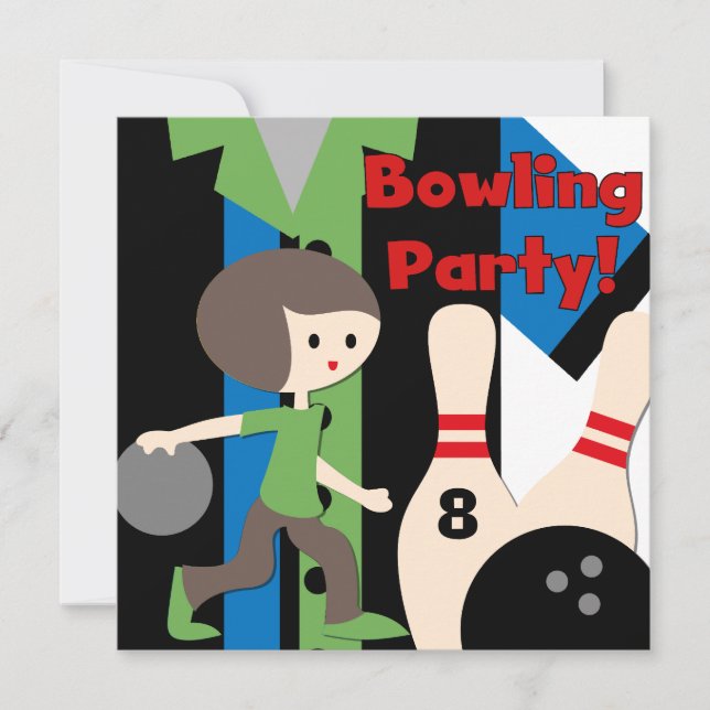 Invitations du Brunette Boy Bowling Party (Devant)