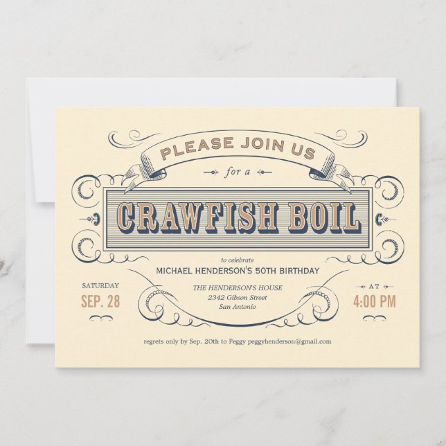 Invitations du Cajun Crawfish Boil Party (Devant)