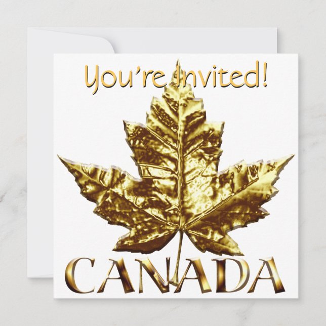 Invitations du Canada Personnalisé Gold Canada RSV (Devant)