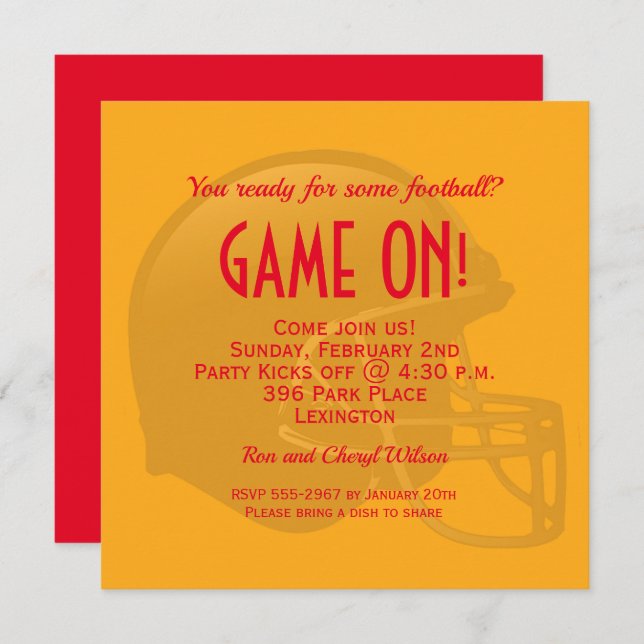 Invitations du Casque de Jeu d'or (Devant / Derrière)