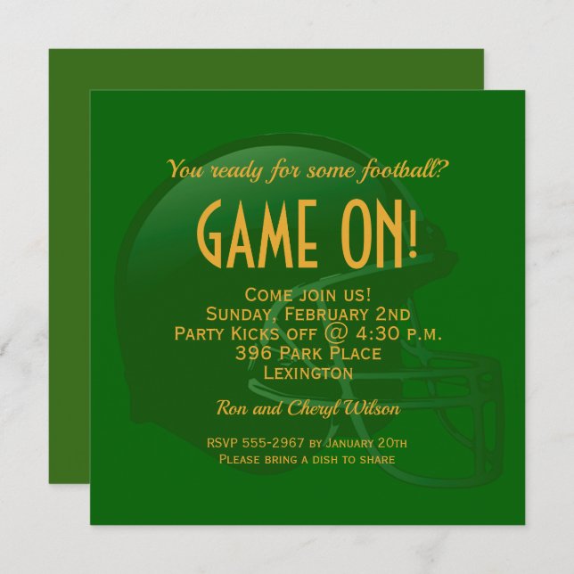 Invitations du Casque de la Journée du Jeu Vert (Devant / Derrière)