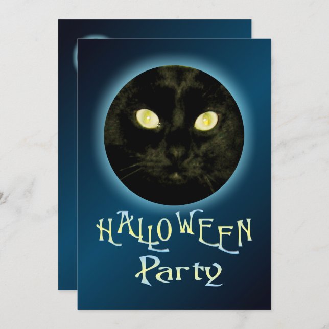 Invitations du chat dans la fête d'Halloween de la (Devant / Derrière)