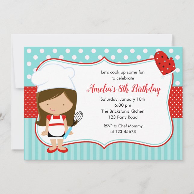 Invitations du chef (Girl Turquoise Red) Baking An (Devant)