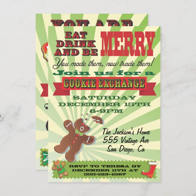 Invitations du Cookie Exchange Party (Devant / Derrière)