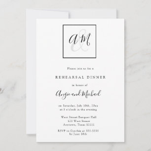 Invitations du dîner de répétition Monogramme mode