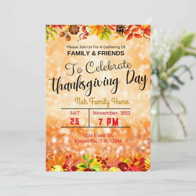 Invitations du dîner Thanksgiving modèle éditable (Debout devant)