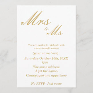 Invitations du Divorce Party (blanc et or)
