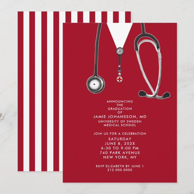 Invitations du Docteur Graduation (Devant / Derrière)