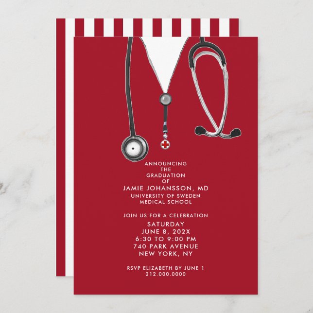 Invitations du Docteur Graduation (Devant / Derrière)