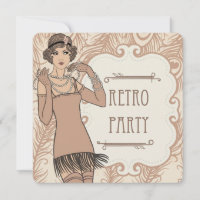 Invitations du Flapper Girl Retro Party de Roaring