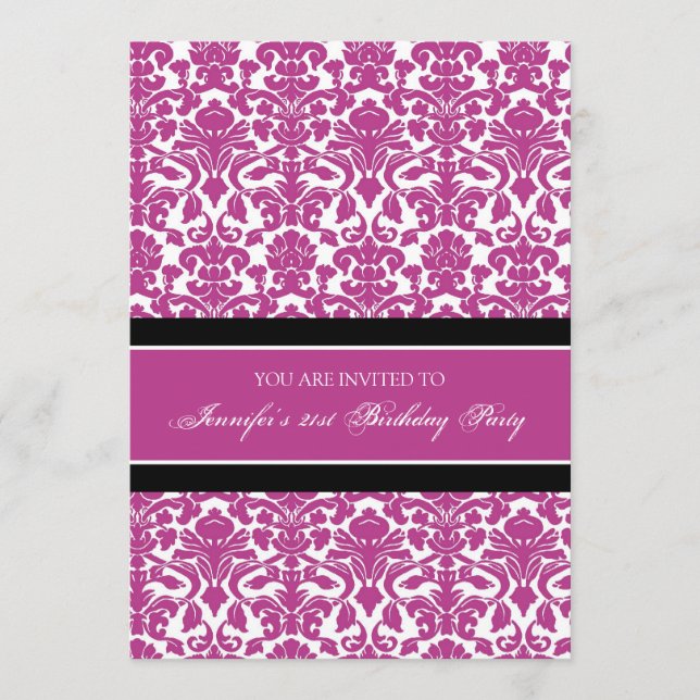 Invitations du Fuchsia Damask 21e anniversaire (Devant)