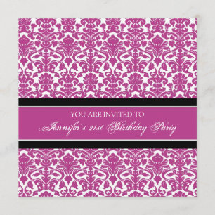 Invitations du Fuchsia Damask 21e anniversaire