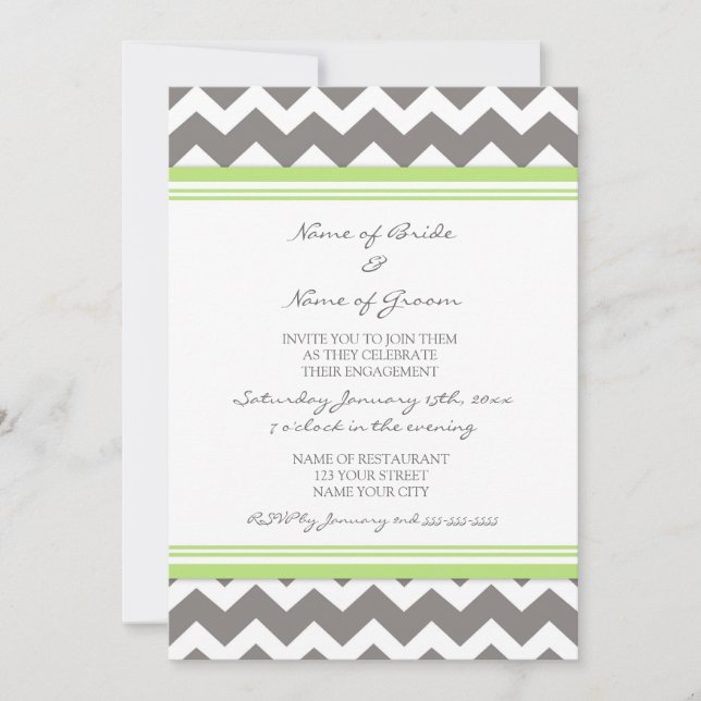 Invitations du Gray Lime Chevron (Devant)