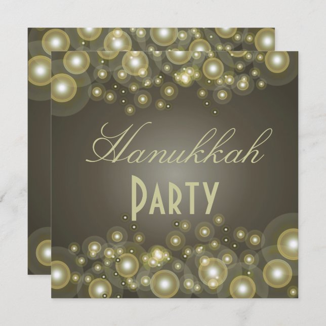 Invitations du Hanoukka Party, bulles de champagne (Devant / Derrière)