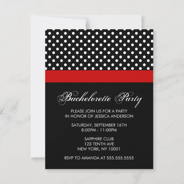 Invitations du Motif Pois Bachelorette Party (Devant)
