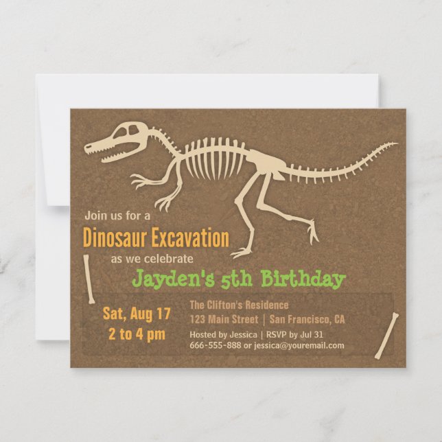 Invitations du parti Anniversaire de enfant Dinosa (Devant)