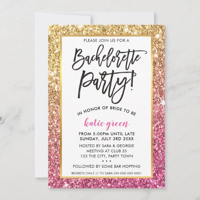 Invitations du PARTI BACHELORETTE parties scintill (Devant)
