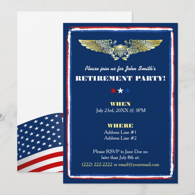 Invitations du Parti de retraite de la Force aérie (Devant / Derrière)