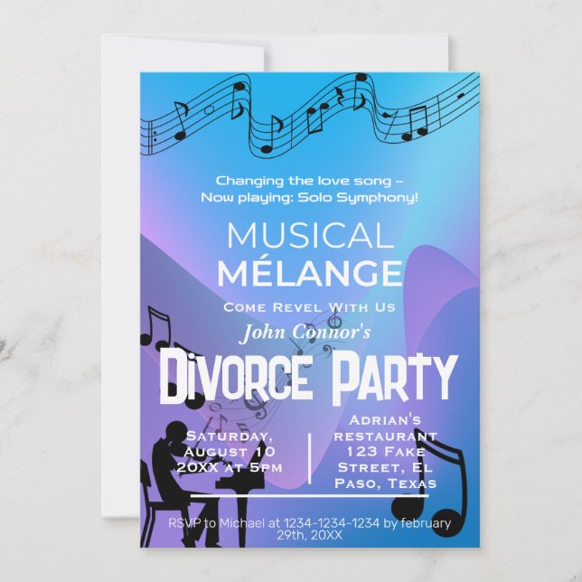 Invitations du parti Divorce : Mélange musical (Devant)